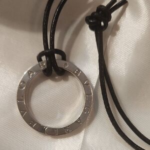 Bvlgari Black and Silver Circle Necklace